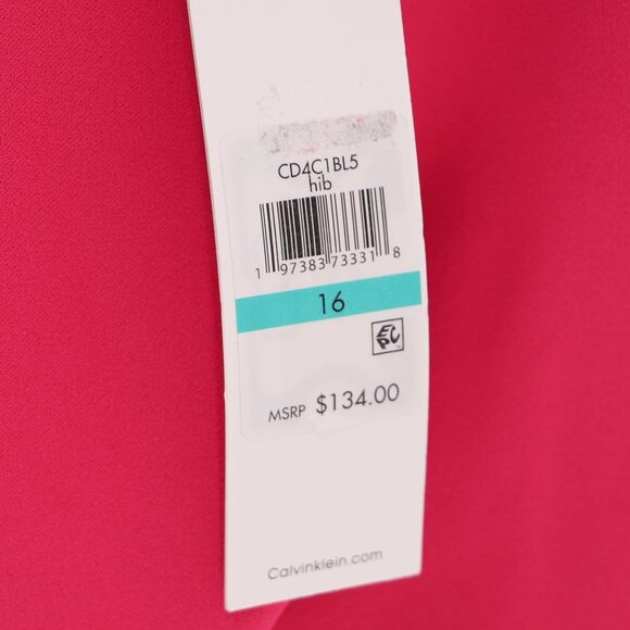 NWT CALVIN KLEIN A-Line Pleated Sleeve Crepe Dress 3/4 Sleeve Pink Size 16 - Picture 8 of 11